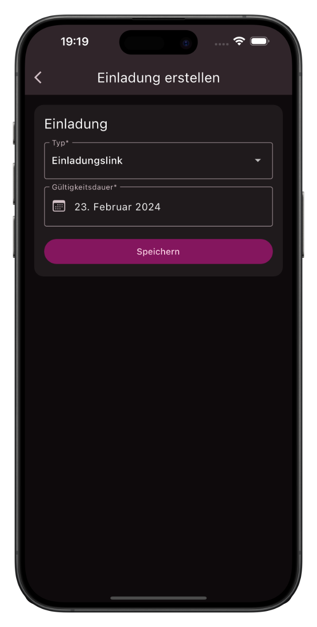 Screenshot Einladung erstellen