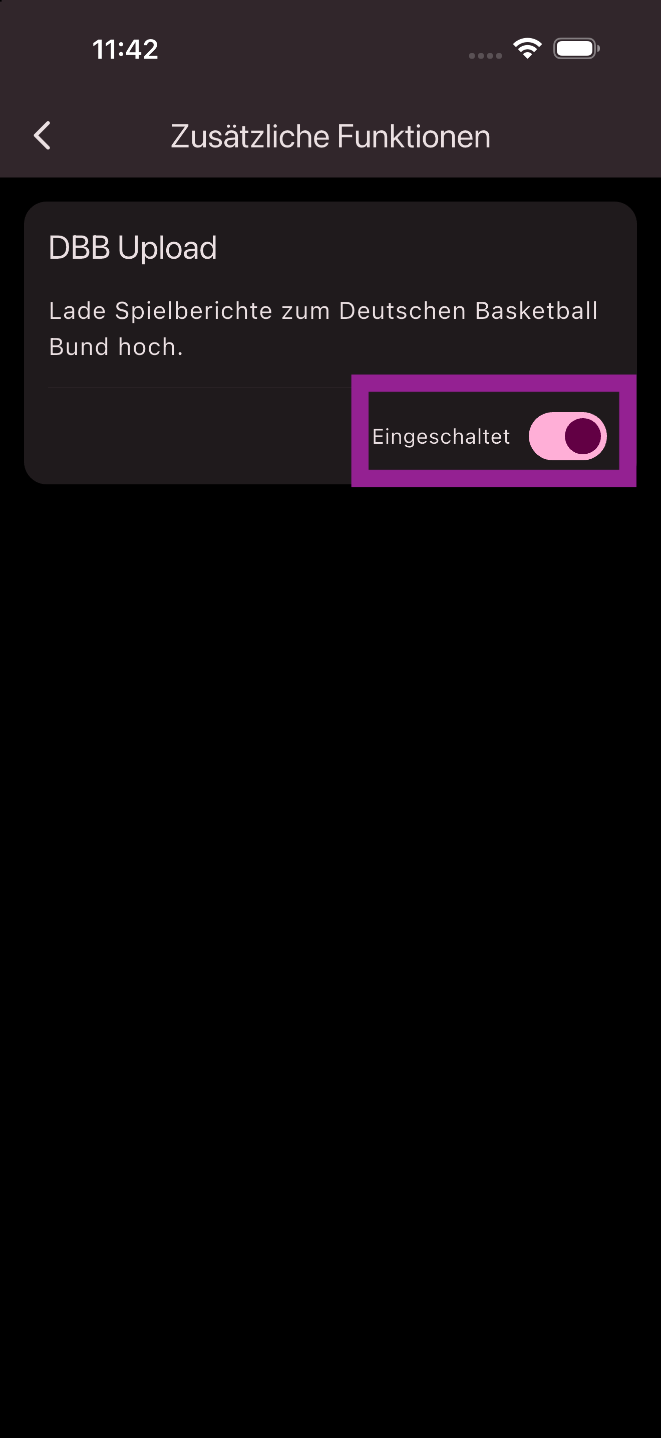 DBB-Upload Feature ist aktiviert