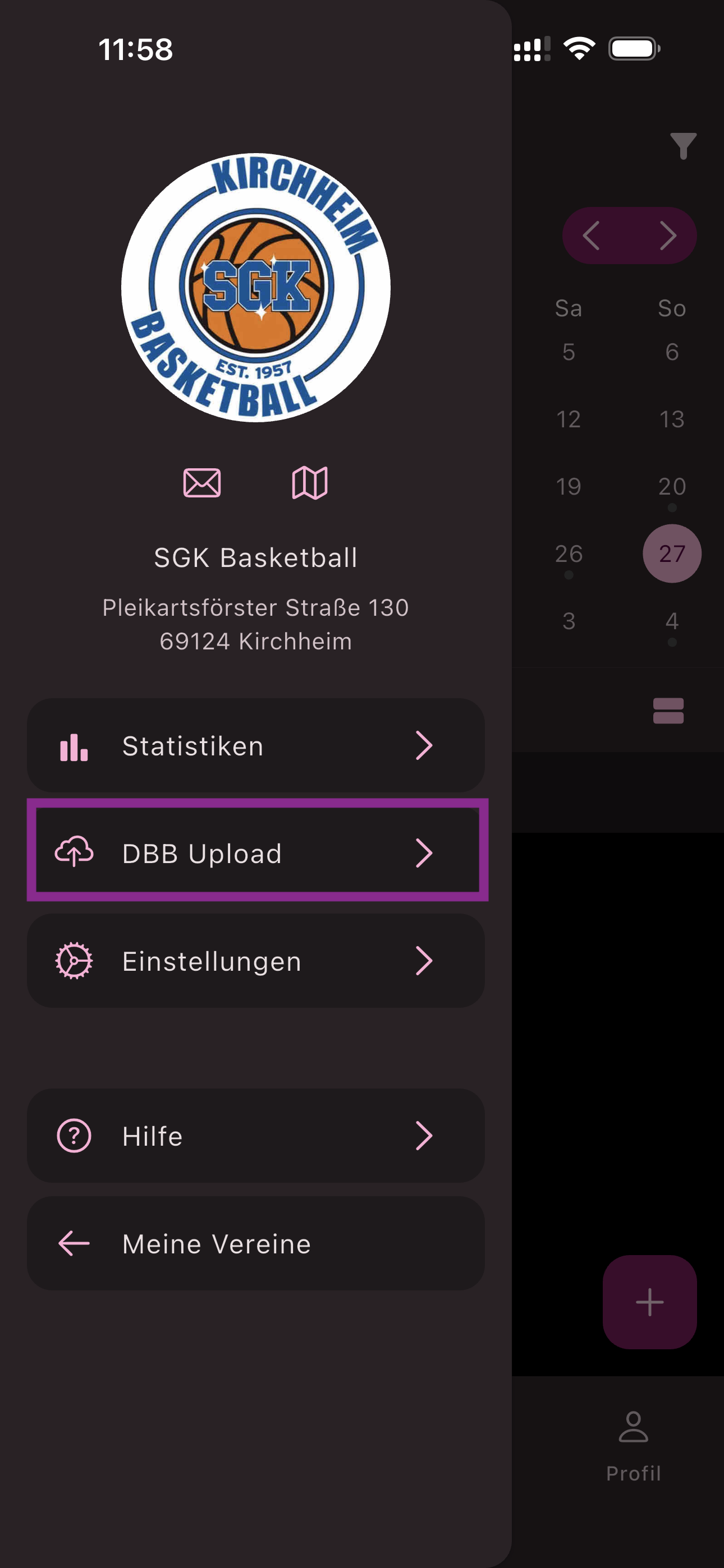DBB-Upload Feature in den Einstellungen finden