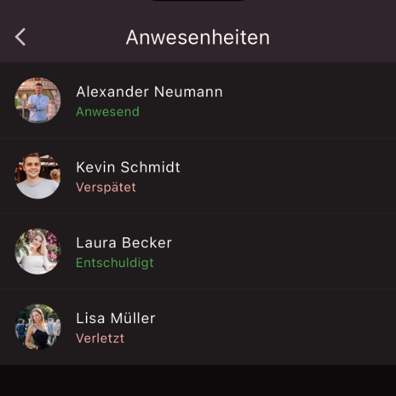 Anwesenheitsverwaltung Screenshot