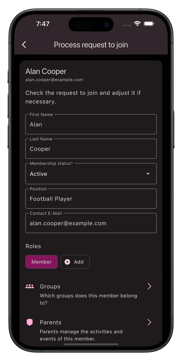 Screenshot join request