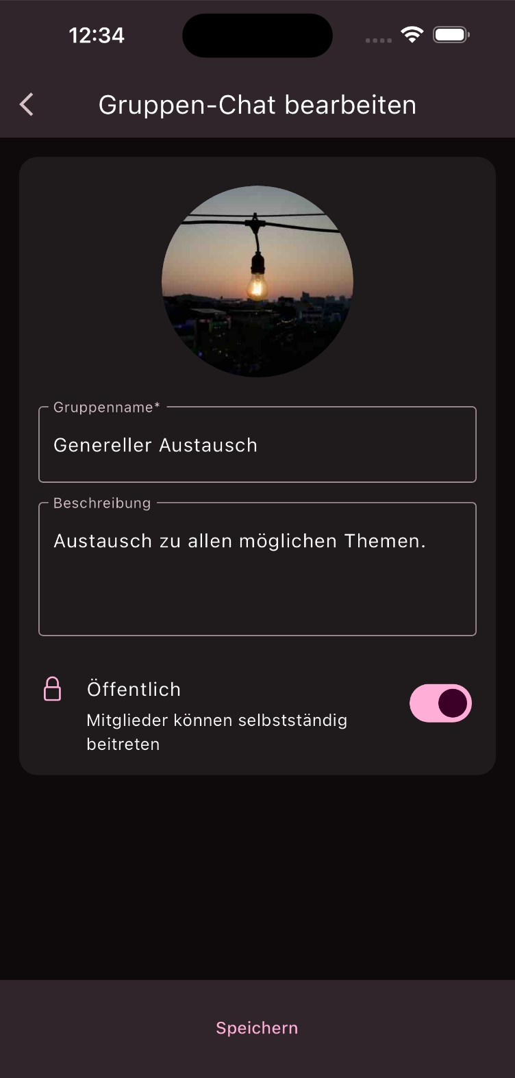 Eingabemaske Gruppenchat bearbeiten