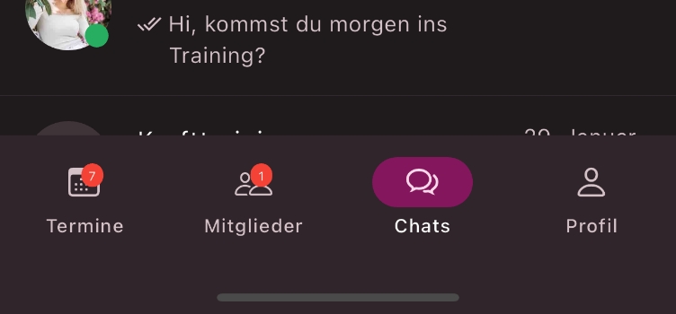 Chats auf der Navigationsleiste