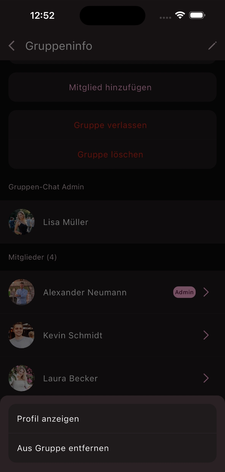 Mitglied aus einem Gruppenchat entfernen