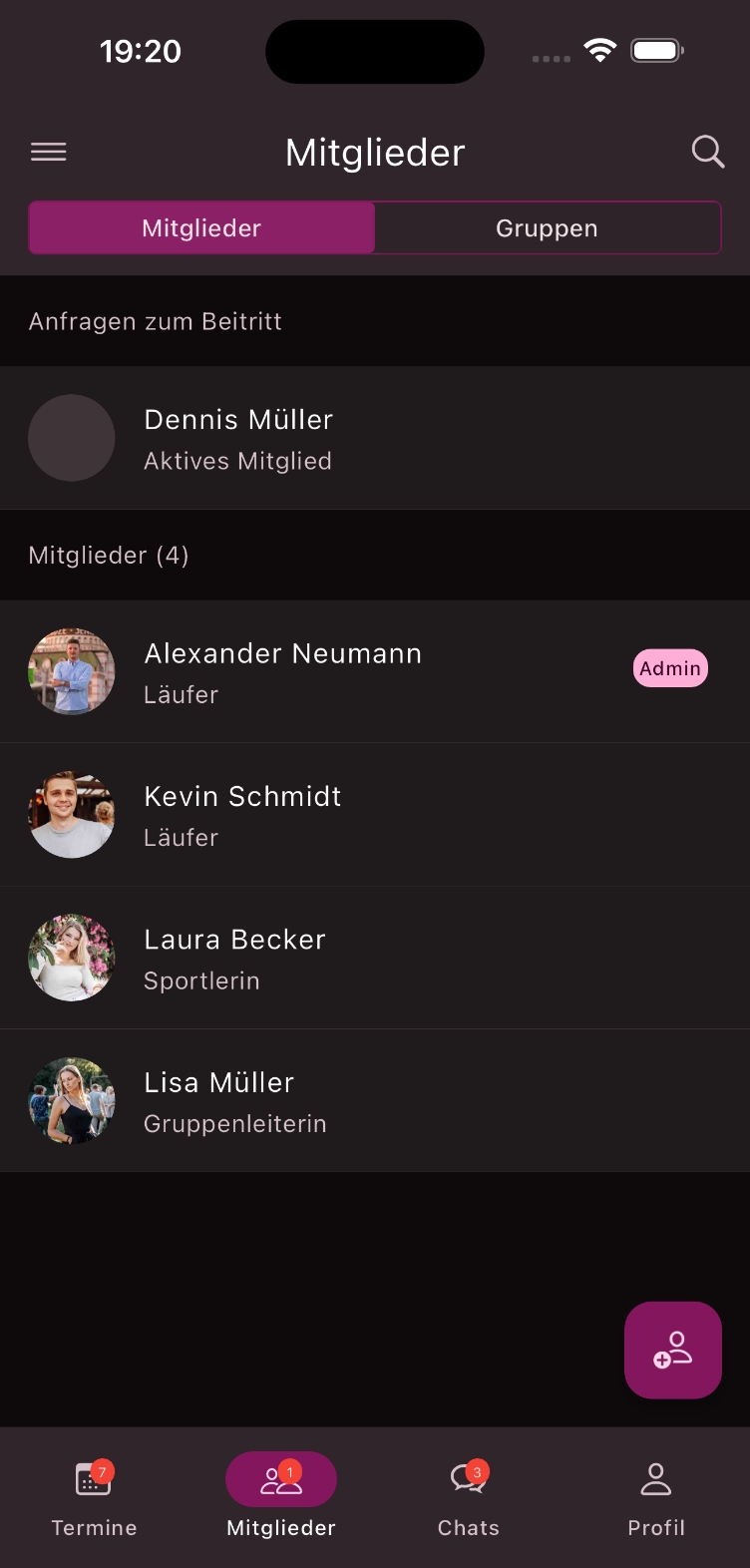 Anfrage zum Beitritt in der Liste