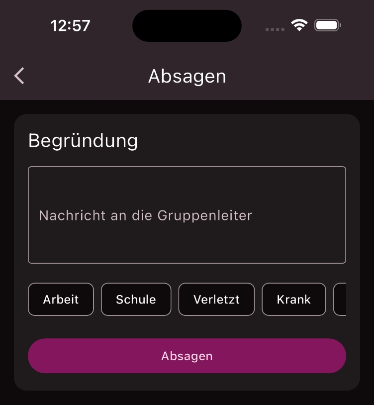 Begründung der Absage