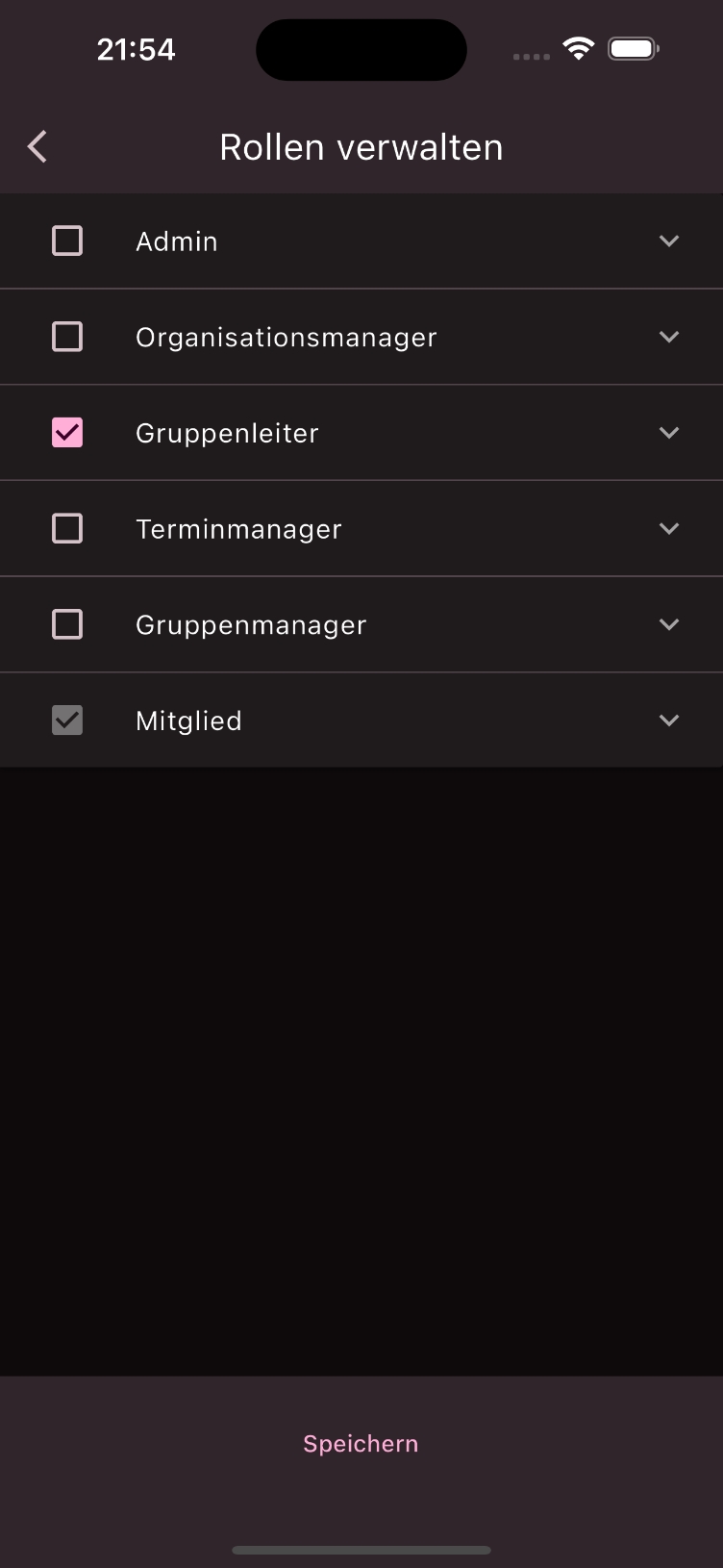 Rollen zuweisen Ansicht