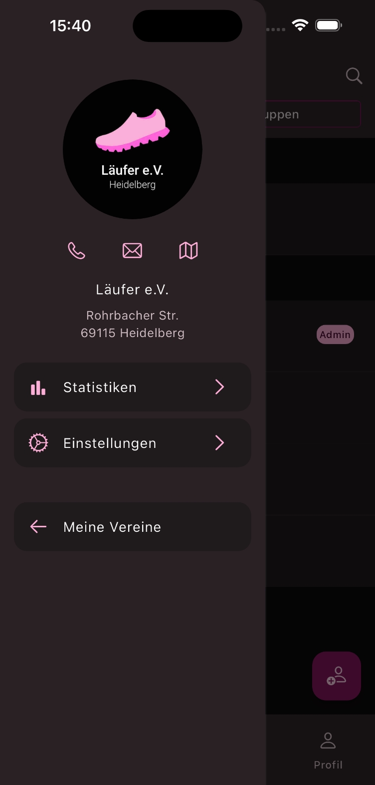 Meine Vereine Taste