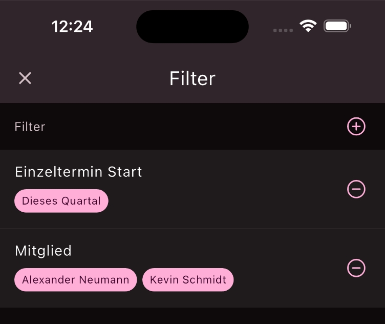 Filter auf Mitglieder