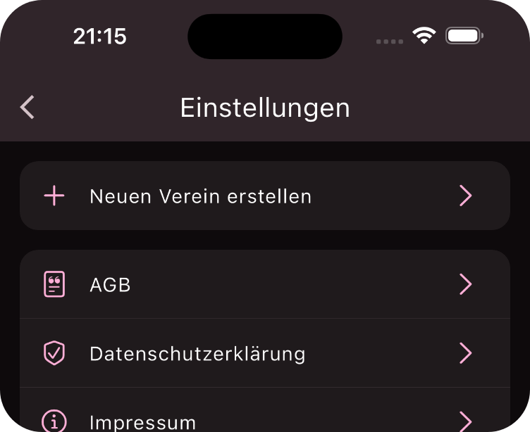 Verein erstellen Button