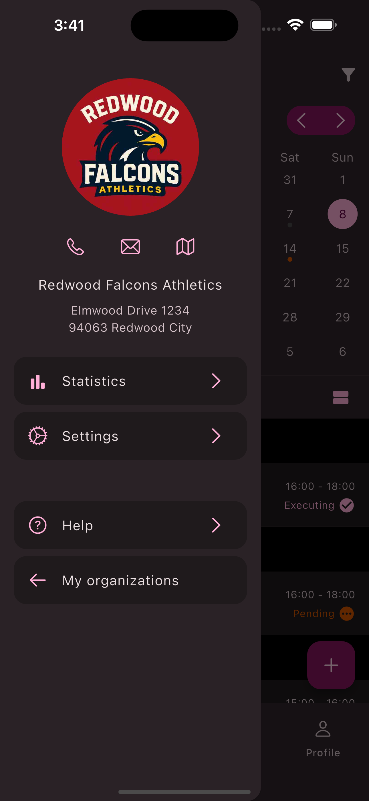 Side navigation menu