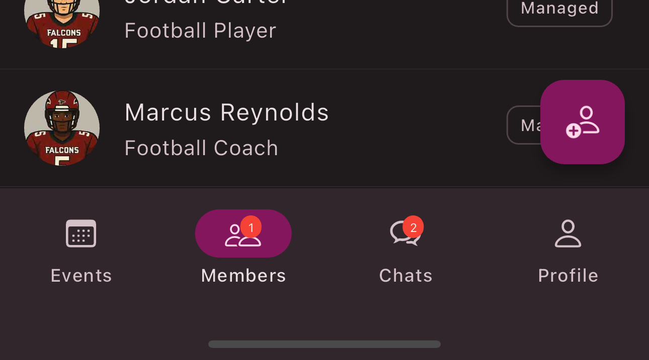 Members in the navigation bar