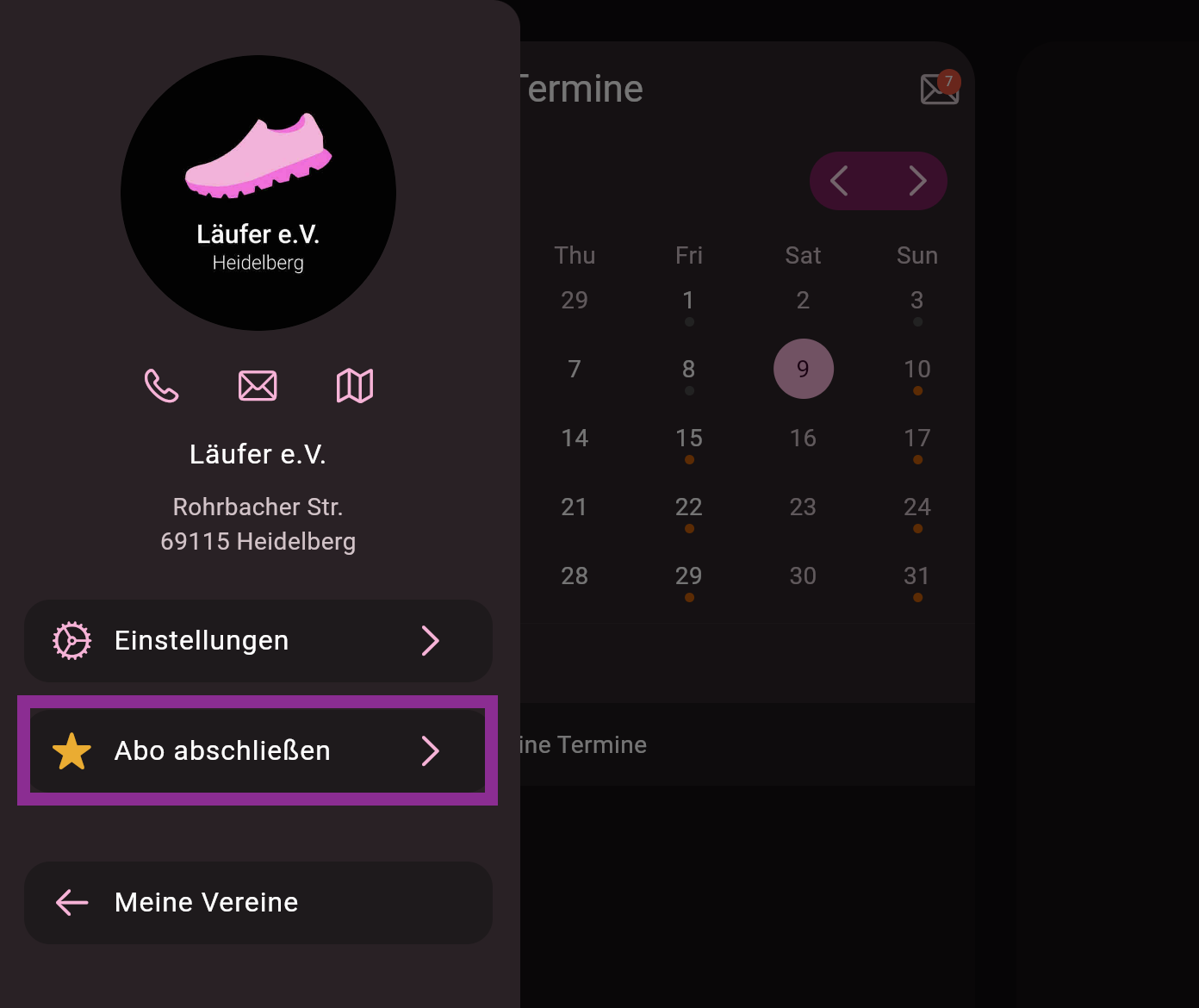 Screenshot mit Abo abschließen Button