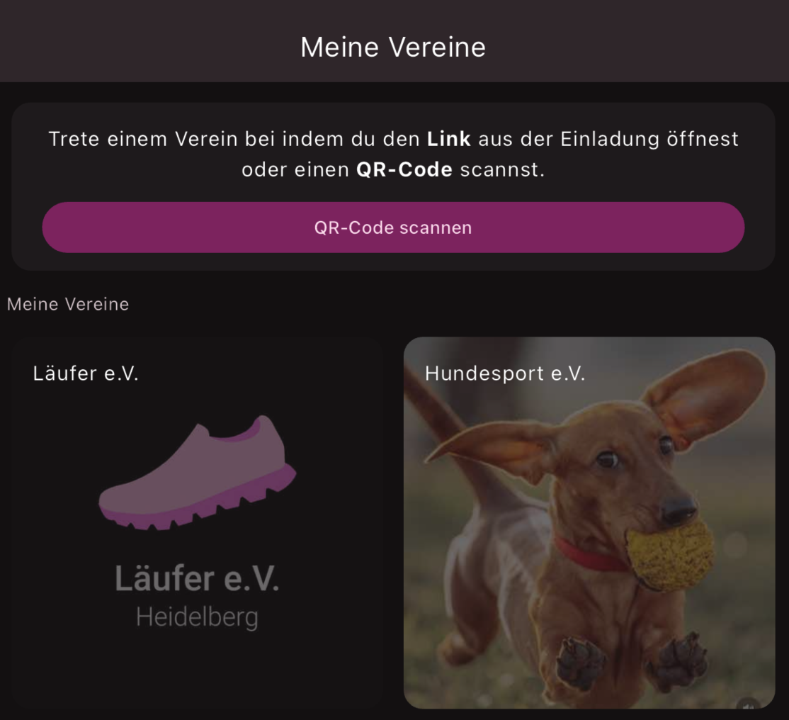 Meine Vereine Übersicht Screenshot