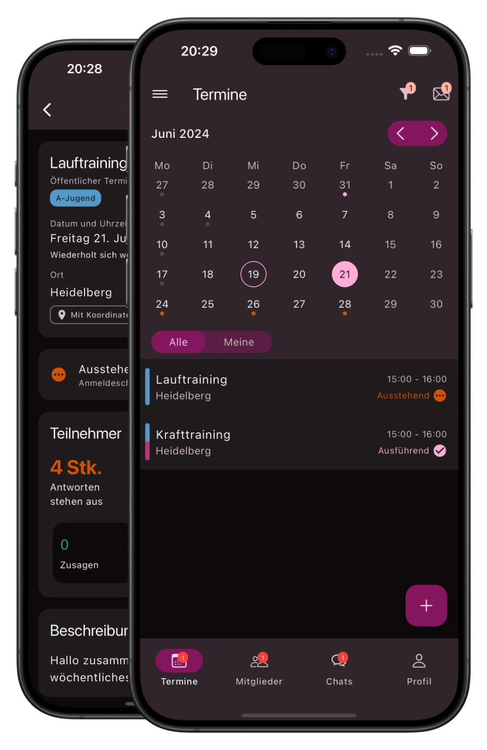 Bild von der Vereins App